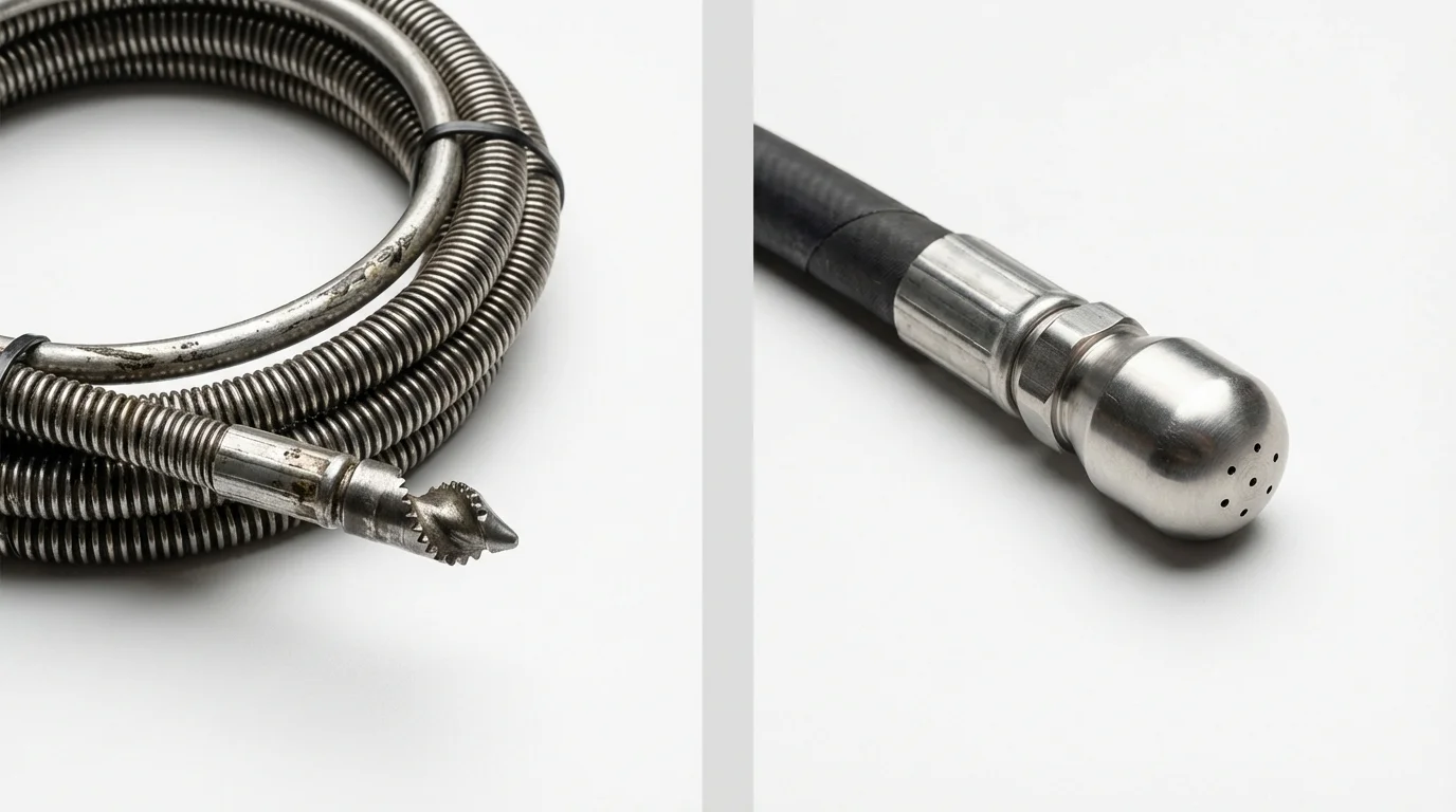 Drain snake cable and hydro jetting nozzle used for drain cleaning in Hartington, NE