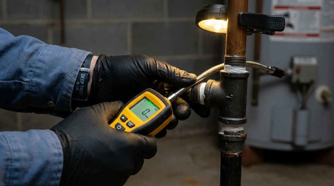 Gas leak detection with electronic sniffer by Johns Plumbing LLC in Hartington
