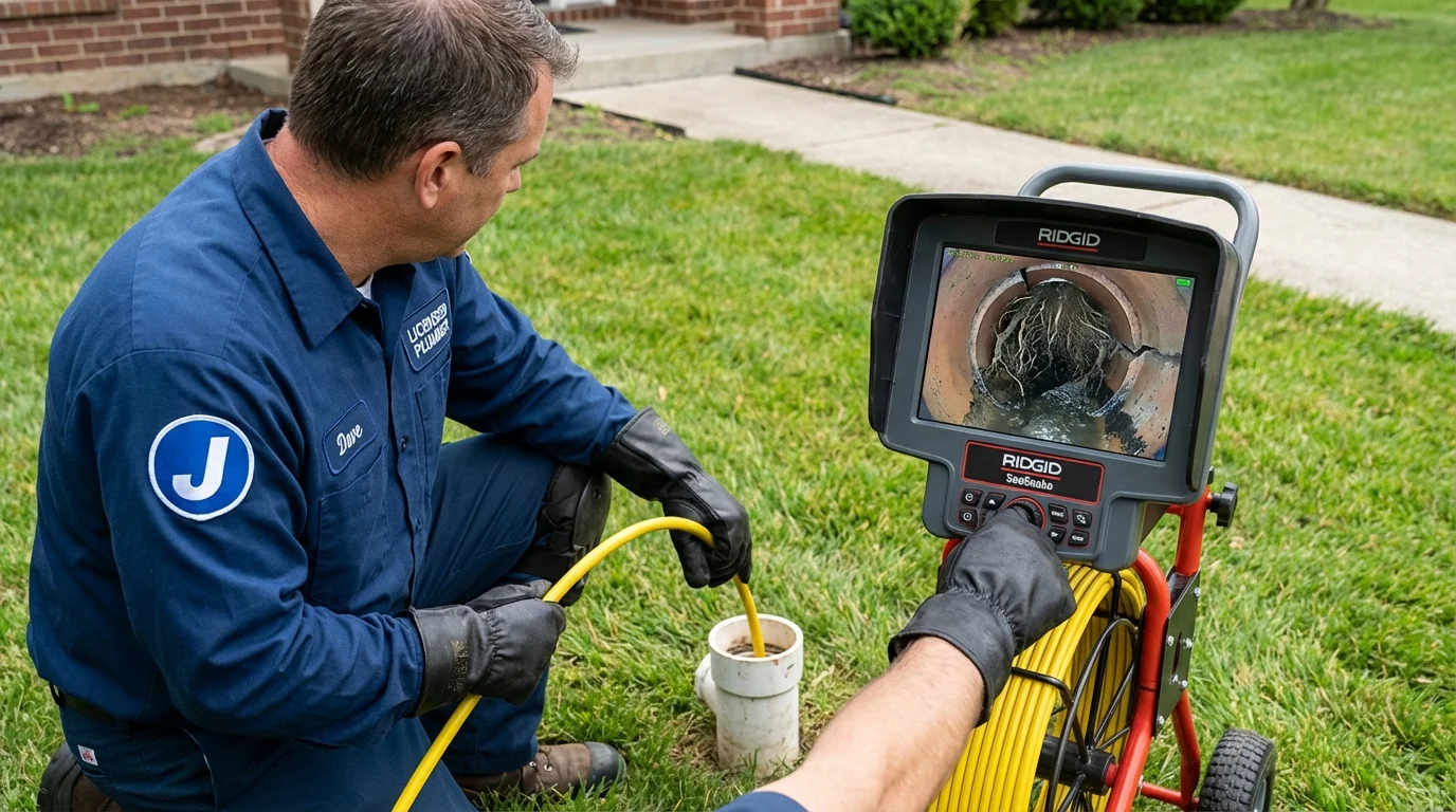 Sewer camera inspection being performed by Johns Plumbing LLC in Hartington