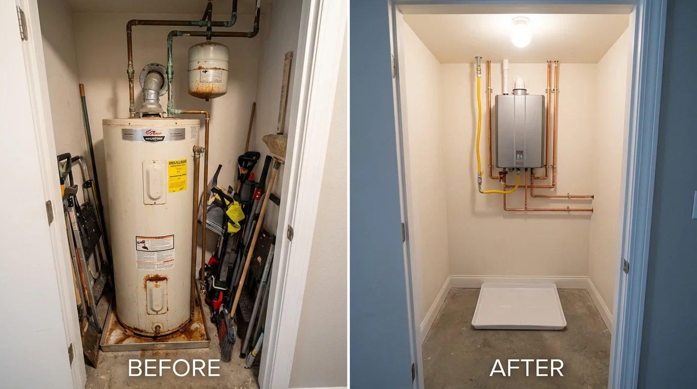 Tank water heater versus wall-mounted tankless unit comparison for Hartington, NE homeowners